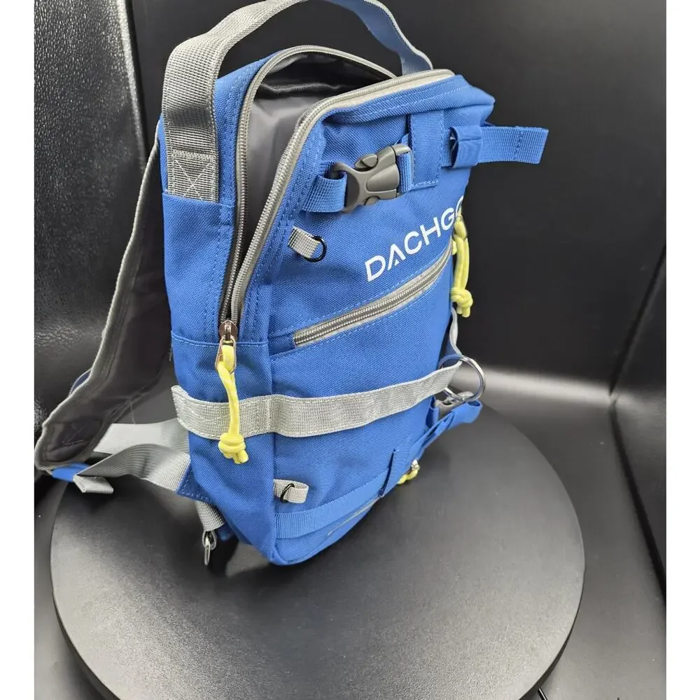 DACHGO Hiking Backpack Blue/Gray/Yellow Adjustable Straps Zipper Closure